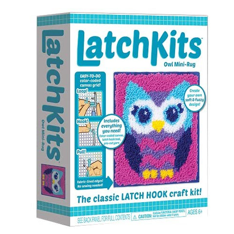 LatchKits – Owl Latch Hook Kit – Easy-to-Learn Craft Project – No Sewing Or Cutting – For Ages 6+