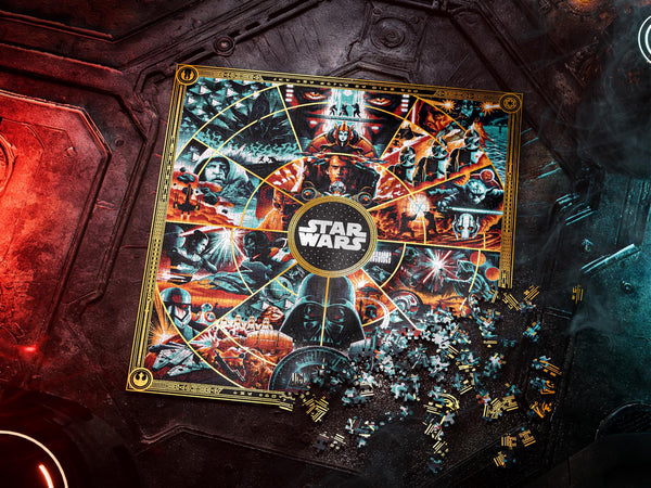 theory11 Star Wars Jigsaw Puzzle - 1,000 Pieces with Gold Foil Accents, Official Lucasfilm Collectible with Carrying Pouch