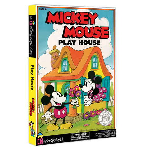 Colorforms - Mickey Mouse Play House Retro Play Set - Mickey and Minnie Mouse! - Pieces Stick Like Magic! - Ages 3+
