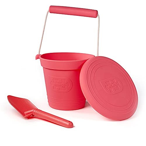 Bigjigs Toys Eco Spade for Kids (Coral Pink) - 20.5cm Wheat Fibre Toy Spade, Quality Sand Toys, Holiday Toys for Toddlers, Sand Shovels
