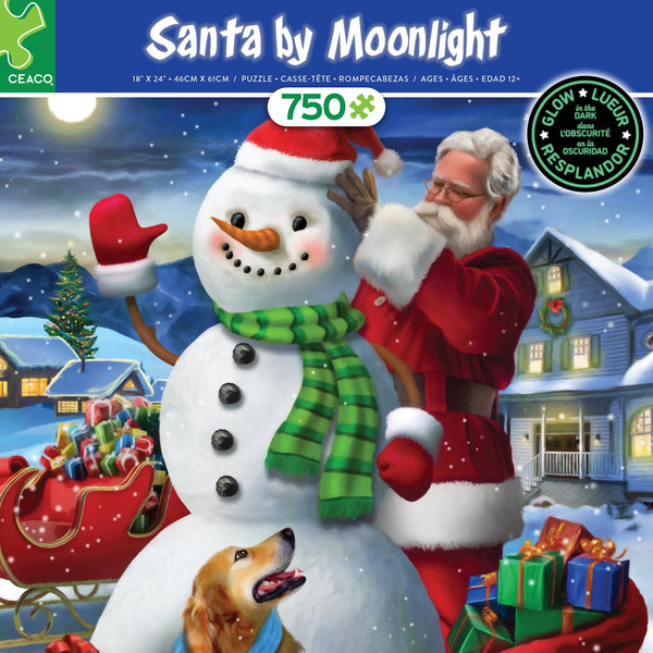 Ceaco Santa by Moonlight Glow (Tom Wood) 750 Piece Interlocking Jigsaw Puzzle