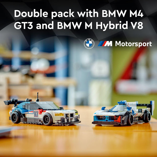 LEGO Speed Champions BMW M4 GT3 & BMW M Hybrid V8 Race Cars, BMW Toy for Kids with 2 Buildable Models and 2 Driver Minifigures, Car Toy Birthday Gift Idea for Boys and Girls Ages 9 and Up, 76922