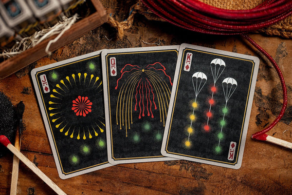 Kings Wild Project Flower Of Fire Luxury Playing Cards - Standard Edition, Poker Size Custom Index, Firework-Themed Collectible Deck