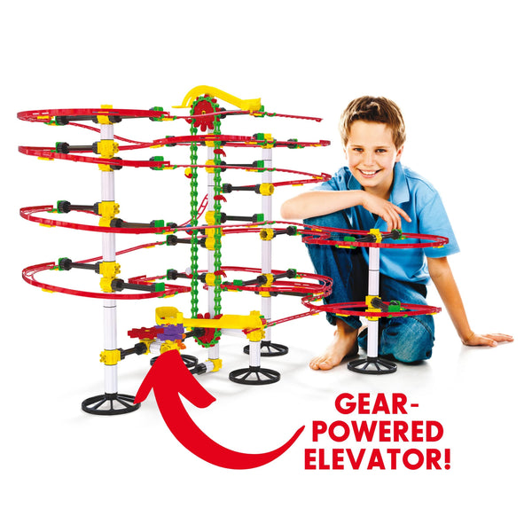 Quercetti Skyrail Ottovolante Elevator, 360 Piece Marble Run Roller Coaster Building Set, Ages 7-14