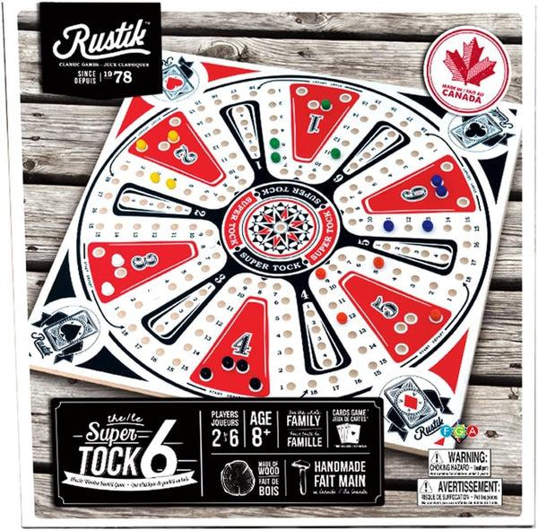 Rustik 6-Player Tock Pachisi Game W/ Handmade Wooden Playing Board & Components, BJR000129, Multicolor, 2-6 Players Ages 8+