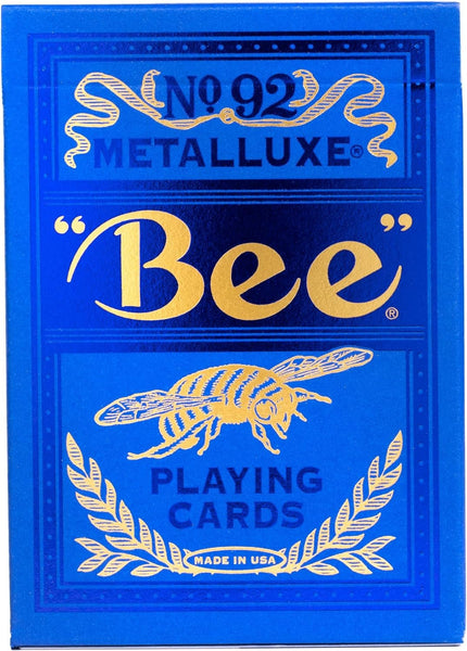 Bee Metalluxe Premium Playing Cards - Blue Foil Diamond Back, Poker Size Standard Index