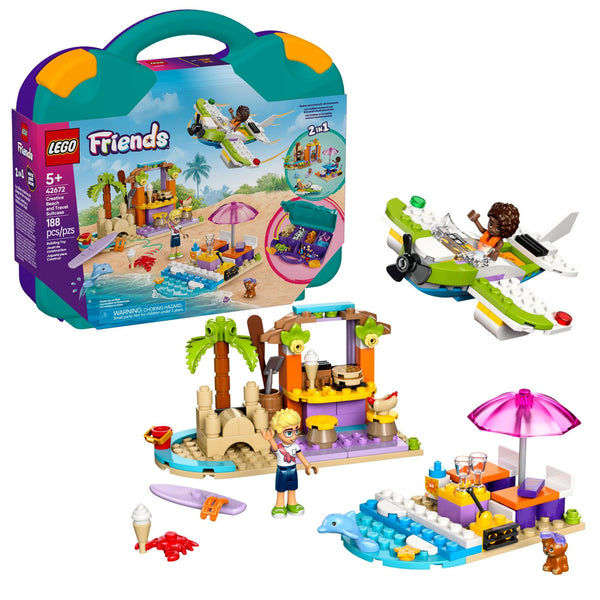 LEGO Friends Creative Beach and Travel Suitcase Toy Building Set - Portable Pretend Play Set for Kids, Girls and Boys, Ages 5+ - Preschool Toy with 2 Minidolls - 42672