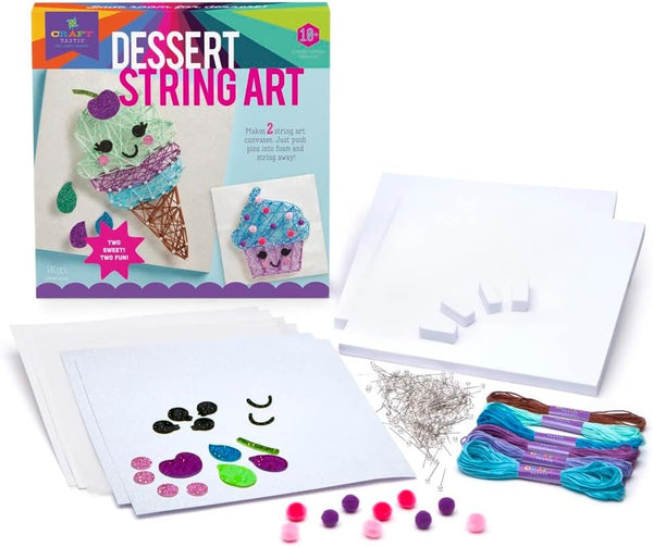 Craft-tastic – String Art Kit – Craft Kit Makes 2 Large String Art Canvases – Desserts Edition