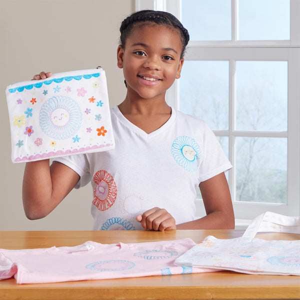 Spirograph Fabric Designer Spiral Art You Can Wear, Kids Toys, Drawing Kit, Classic Gear Design Kit, Fabric Pens, Ages 6+