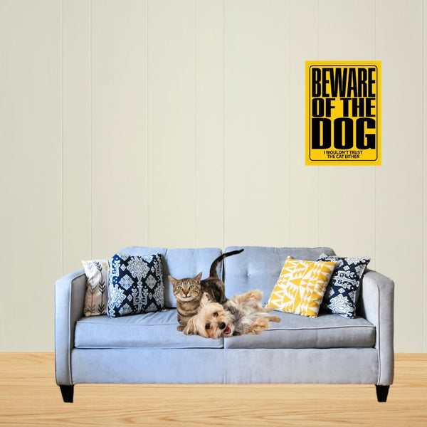 Beware of the Dog Metal Sign - Easy-to-Hang Wall Decor - Fun Tin Signs for Man Cave - Metal Dorm Room Decorations, Garage Signs, and Man Cave Signs