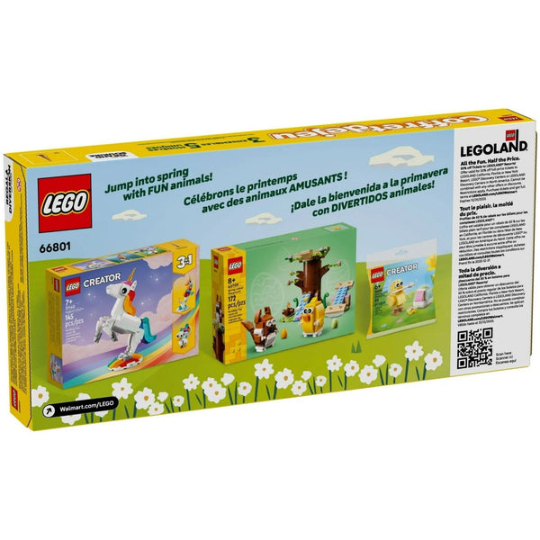 LEGO Creator Springtime Animal Play Pack - 5 Adorable Animal Builds in 1 Box - Easter Chick, Unicorn, Seahorse, Peacock, Squirrel, and Bird Toy - Easter Gift Idea for Kids - 66801