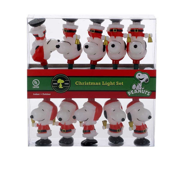 Kurt Adler Peanuts 10-Light Santa Suit Snoopy Christmas Light Set, Multicolor String Lights