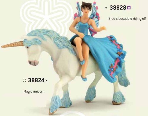 Papo Blue Sidesaddle Riding Elf Toy Figurine (38828)
