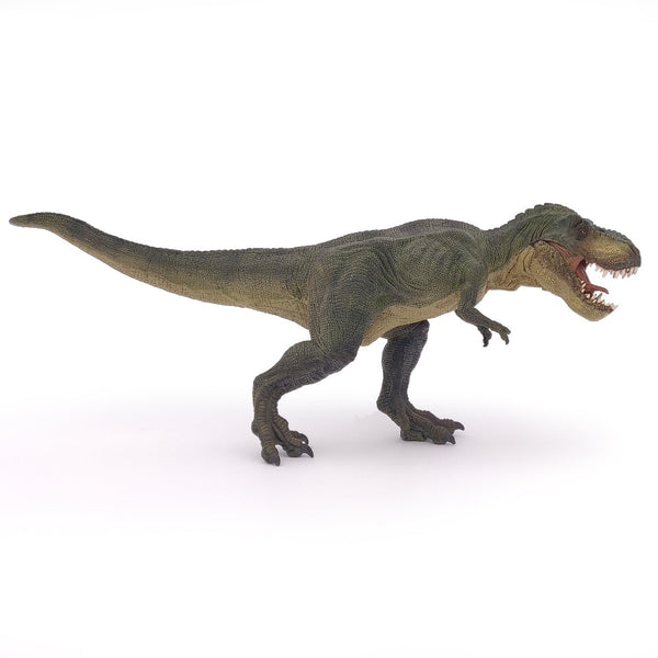 Papo Green Running T-Rex Dinosaur Figure - Realistic Hand-Painted PVC Tyrannosaurus Rex with Articulated Jaw (55027)