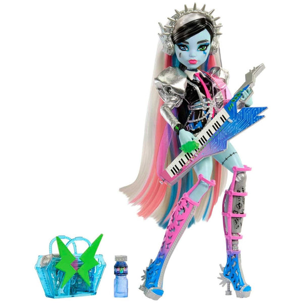 Monster High Doll, Amped Up Frankie Stein Rockstar with Instrument & Performance-Themed Accessories Like Headphones