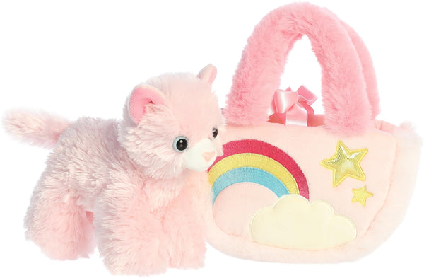 Aurora® Fashionable Fancy Pals™ Pastel Rainbow™ Kitty Stuffed Animal - On-The-go Companions - Stylish Accessories - Pink 7 Inches