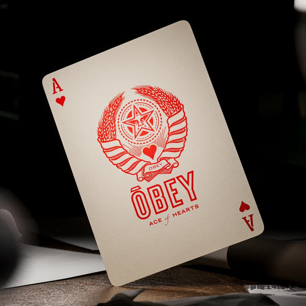 theory11 OBEY Red Edition Premium Playing Cards, Poker Size Standard Index