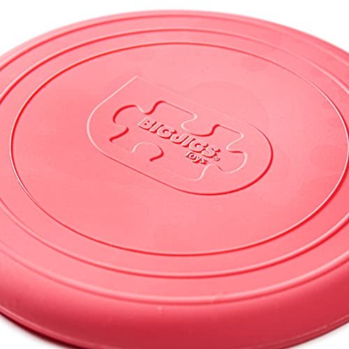 Bigjigs Toys Frisbee Flying Disc (Coral Pink) - Silicone Frisbee for Kids, Quality Flying Saucers, Beach Toys & Garden Toys, Holiday Toys for Toddlers