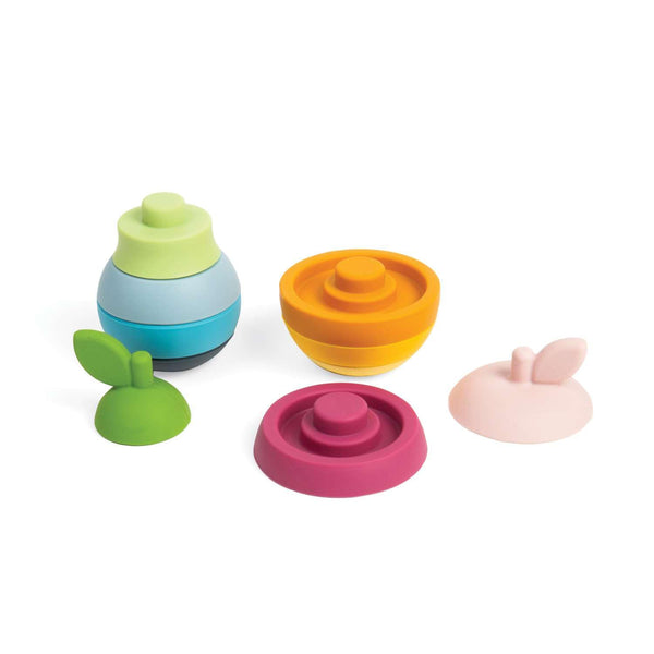 Bigjigs Toys Stacking Apple & Pear - 10 Piece Baby Stacking Toy, Silicone Baby Stacking Rings, Teething Toys, Montessori Toys for Babies