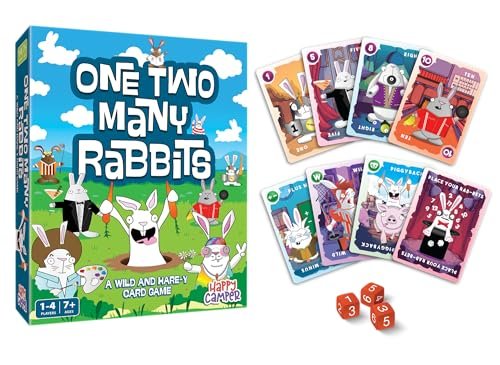 Happy Camper One Two Many Rabbits - A Wild & Harey Card Game | Quick to Learn, Easy to Teach | Great Math Game | Perfect for Family Game Night | 1-4 Players Ages 7+