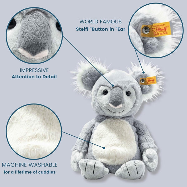 Steiff Nils Koala, Premium Koala Stuffed Animal, Koala Toys, Stuffed Koala, Koala Plush, Cute Plushies, Plushy Toy for Girls Boys and Kids, Soft Cuddly Friends (Grey, 12")