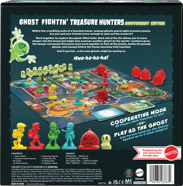 Mattel Games Ghost Fightin’ Treasure Hunters Anniversary Edition Board Game, Cooperative Family Game with 2 Ways to Play Including a One vs. All Mode, 2-5 Players Ages 8+