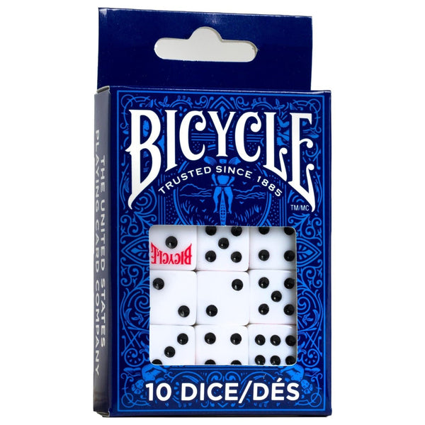 Bicycle Standard Dice 120-Pack (Twelve 10-Packs) – Bulk 16 mm White & Black Six-Sided D6 Dice for Classrooms, Events, Clubs & Board Games