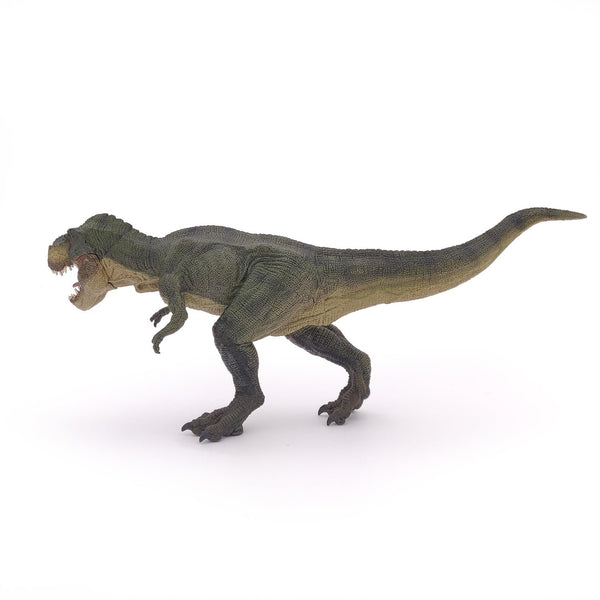 Papo Green Running T-Rex Dinosaur Figure - Realistic Hand-Painted PVC Tyrannosaurus Rex with Articulated Jaw (55027)