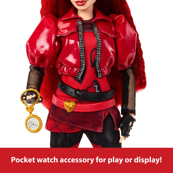 Mattel Disney Descendants: The Rise of Red Fashion Doll & Accessory - Red, Daughter of Queen of Hearts with Movie-Inspired Clothes & Pocket Watch, Ages 4+