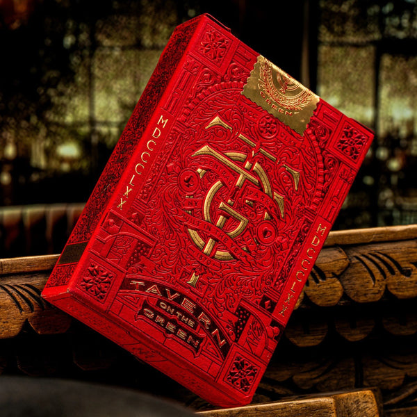 theory11 Tavern on the Green: Red Edition Premium Playing Cards, Poker Size Standard Index