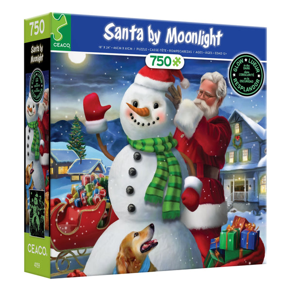 Ceaco Santa by Moonlight Glow (Tom Wood) 750 Piece Interlocking Jigsaw Puzzle