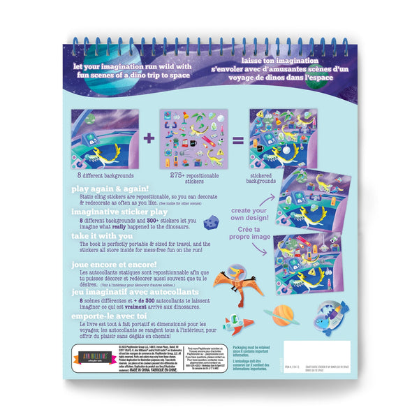 Sticker It Up! - Dinos Go to Space - Repositionable Stickers with 8 Backgrounds & Over 300 Stickers - Mess Free and Travel Friendly for Kids Ages 3 and Up