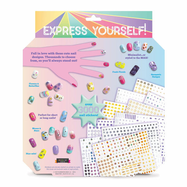 Craft-tastic — Nail Art — Over 3,000 Nail Stickers — Dinosaurs, Flowers, Butterflies, Geometric, Moon, Stars — for Ages 8+
