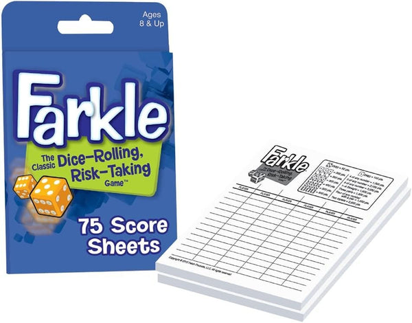 Farkle Score Sheet Pad with 75 2-Sided Sheets for the Classic Dice-Rolling Risk-Taking Game