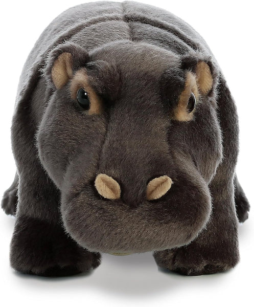 Aurora® Adorable Miyoni® Hippopotamus Stuffed Animal - Lifelike Detail - Cherished Companionship - Gray 10.5 Inches