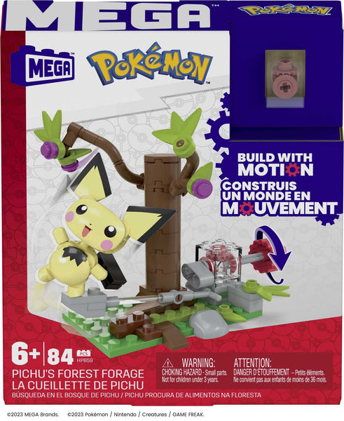 MEGA Pokémon Action Figure Building Toys Set, Pichu's Forest Forage with 84 Pieces, Motion and 1 Poseable and Buildable Character, Ages 6+