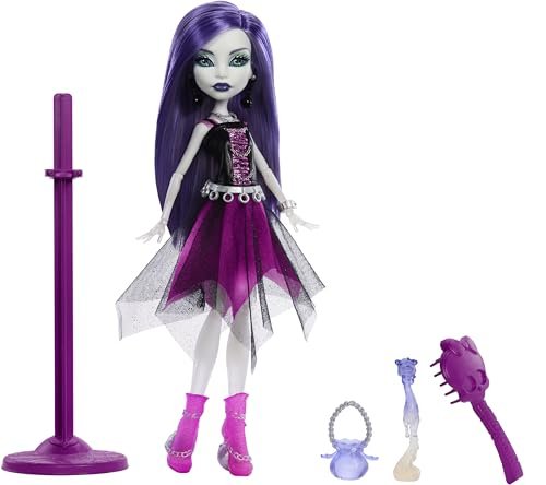 Monster High Booriginal Creeproduction Doll, Spectra Vondergeist Collectible Reproduction with Doll Stand, Diary & Pet Ferret Rhuen, Ages 6+