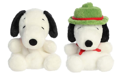 Aurora 2 Piece Peanuts Palm Pal Plush Bundle, Snoopy and Beagle Scout Snoopy, 5"