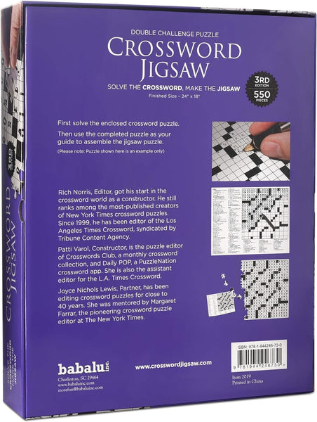 Dual Challenge Crossword Jigsaw Puzzle 3rd Edition - 550 Piece Board Game for Adults Families - Educational Interactive Brain Building