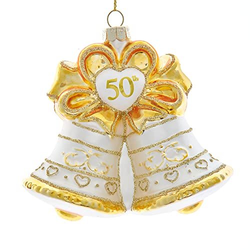 Kurt S. Adler Noble Gems Glass 50th Anniversary Bell Ornament, 4-Inch