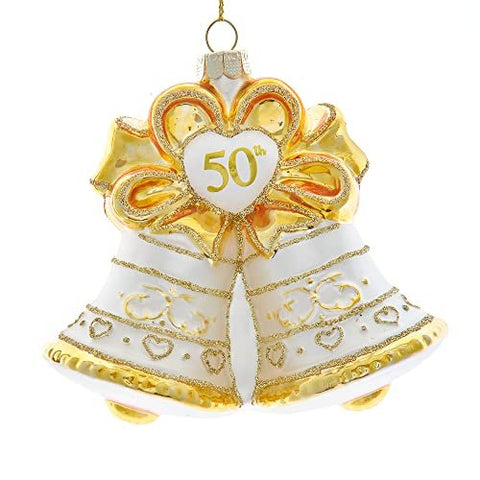 Kurt S. Adler Noble Gems Glass 50th Anniversary Bell Ornament, 4-Inch