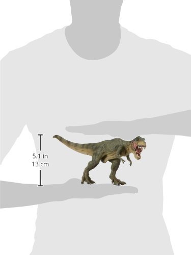 Papo Green Running T-Rex Dinosaur Figure - Realistic Hand-Painted PVC Tyrannosaurus Rex with Articulated Jaw (55027)