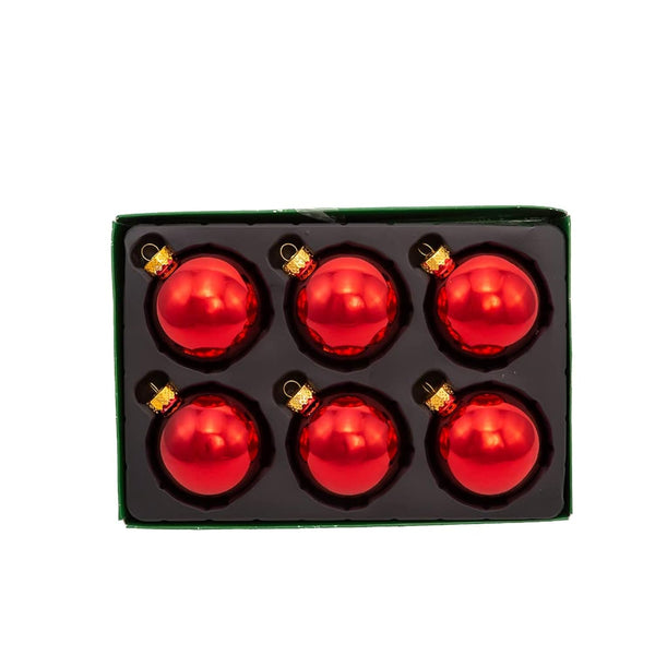 Kurt S. Adler 65MM Glass Shiny Red Ball Ornaments, 6-Piece Box