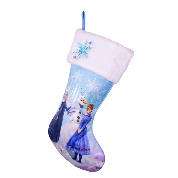 Disney Kurt Adler 19 Inch Frozen Embroidered Cuff Christmas Stocking, Blue