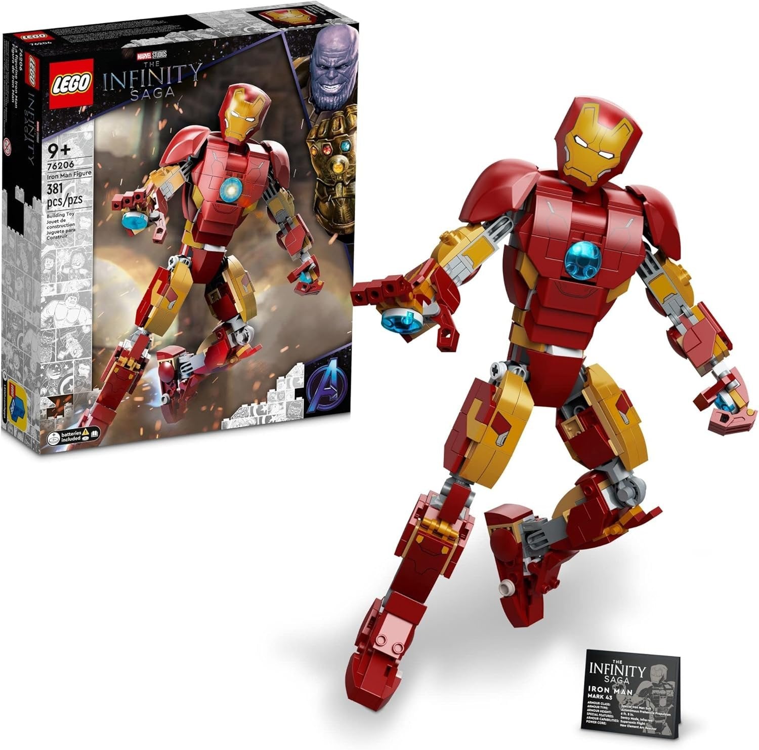 LEGO Marvel Iron Man Figure 76206 Collectible Buildable Toy, Kids Bedroom Display Model from Avengers: Age of Ultron, Infinity Saga Set