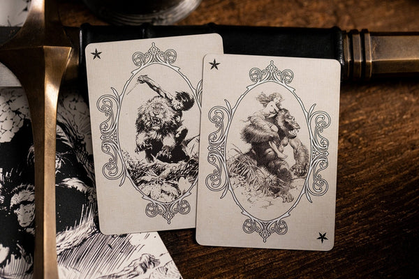 Kings Wild Project Frazetta Drawings Luxury Playing Cards - Standard Edition, Frank Frazetta Art Deck, Collectible, Poker Size, Custom Index & Silver Foil Finish