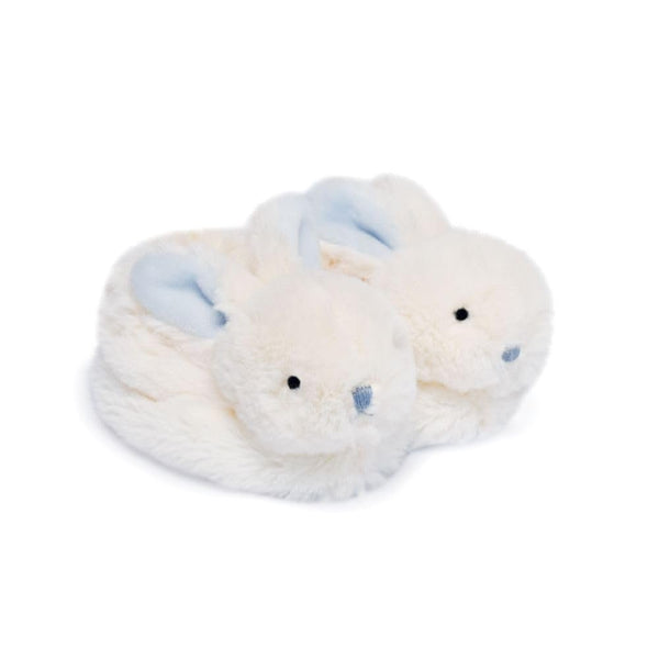 Doudou et Compagnie Blue Bunny Booties with Rattle – Baby Slippers Gift Set, Soft Bunny Design, 0-6 Months (DC1309)