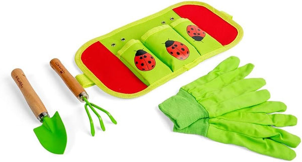 Bigjigs Toys Kids Gardening Set Belt - 4pc Garden Tools Set with Kids Gardening Gloves, Spade & Fork, Quality Outdoor Toys