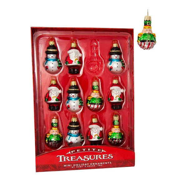 Kurt Adler 12 Piece Petite Treasures Glass Ornament Set for Christmas