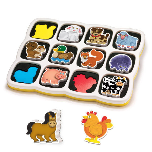 Quercetti - Smart Puzzle Farm - Two-Sided Magnetic Puzzle with 13 Farm Animal Shapes